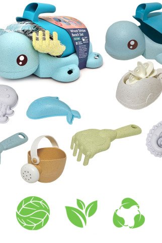 WOOPIE GREEN 2-in-1 Smėlio ir vonios rinkinys Mėlynas Vėžlys 8 vnt. BIOGRADUOTINIS ORGANINIS MEDŽIAGAS