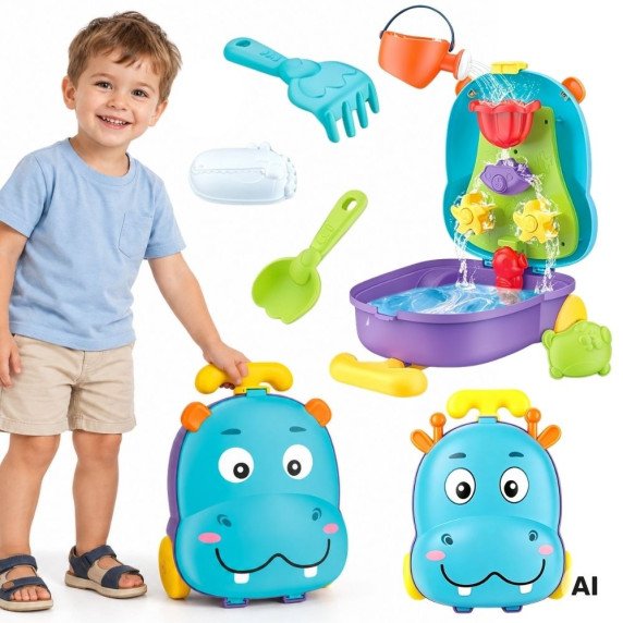 WOOPIE HIPPO Smėlio ir vandens rinkinys 2 į 1 Dėžė Vandens staliukas