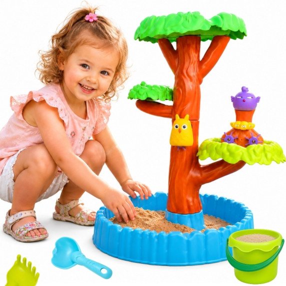 WOOPIE Water Table 2in1 Smėlio dėžė Laimingas medis 8 priedas.