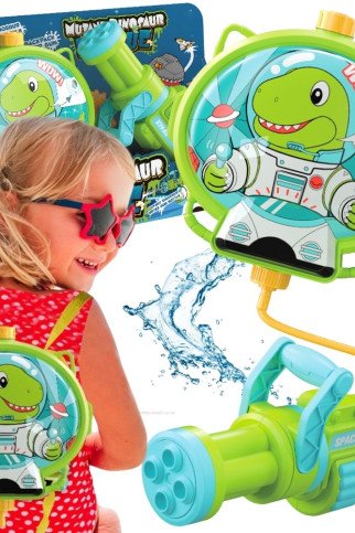 WOOPIE vandens šautuvas su dino kuprine WOOPIE vandens šautuvas su dino kuprine