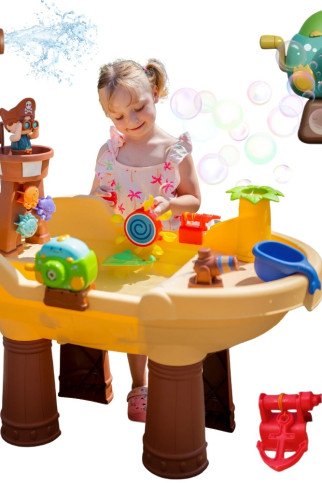 WOOPIE 2-in-1 Vandens stalas, Piratų laivo Smėlio dėžė, XL su Burbuliukų aparatu WOOPIE 2-in-1 Vandens stalas, Piratų laivo Smėlio dėžė, XL su Burbuliukų aparatu