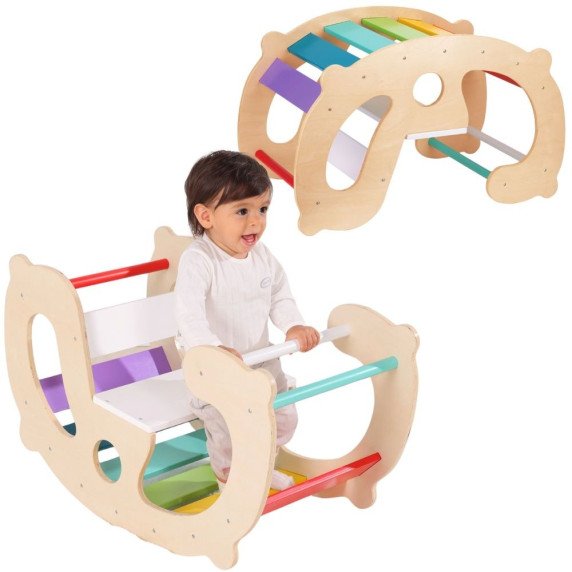 WOOPIE GREEN Medinis Deginukas su Vaivorykštės ir Tiltas 2-ių-1 Montessori FSC