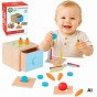 WOOPIE GREEN Medinis mokomasis stalčius 4-in-1 Montessori rūšiavimo morkų žaidimas FSC