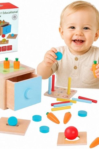 WOOPIE GREEN Medinis mokomasis stalčius 4-in-1 Montessori rūšiavimo morkų žaidimas FSC WOOPIE GREEN Medinis mokomasis stalčius 4-in-1 Montessori rūšiavimo morkų žaidimas FSC