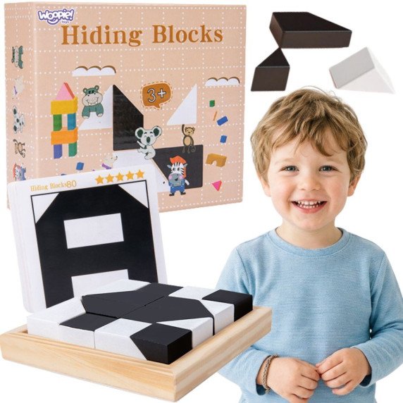 WOOPIE LOGINIS GALDI ŽAIDIMAS IŠ MEDŽIO MONTESSORI 3D SLĖPIMO BLOKAI EDUKACINIAI BLOKAI