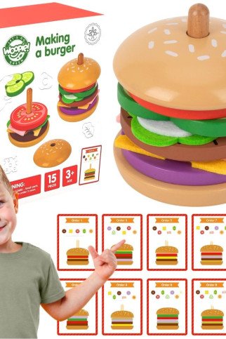 WOOPIE GREEN Medinis Burgerių Restorano Puzzle Vaikams 15 Dalys FSC Sertifikuotas WOOPIE GREEN Medinis Burgerių Restorano Puzzle Vaikams 15 Dalys FSC Sertifikuotas