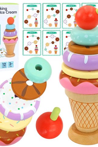 WOOPIE GREEN Medinis ledų kremo Montessori galvosūkis Iš gamyklų 12 dalių FSC WOOPIE GREEN Medinis ledų kremo Montessori galvosūkis Iš gamyklų 12 dalių FSC