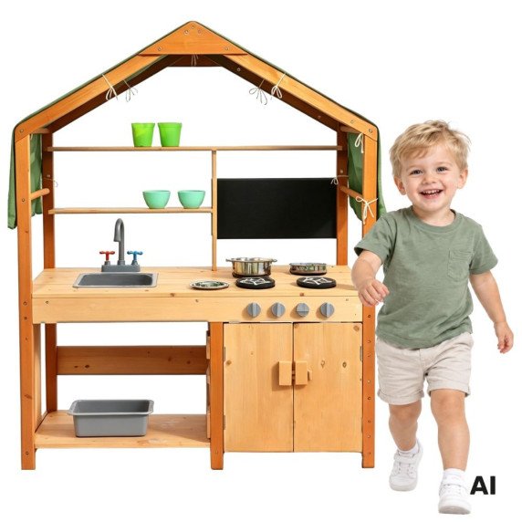 Woopie žalia Medinė Montessori purvinimo virtuvė vaikams
