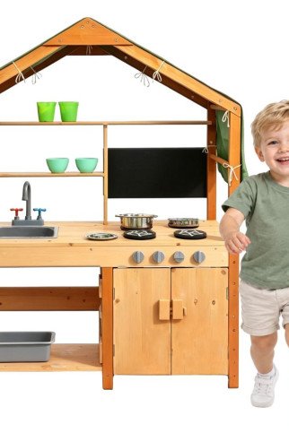 Woopie žalia Medinė Montessori purvinimo virtuvė vaikams Woopie žalia Medinė Montessori purvinimo virtuvė vaikams