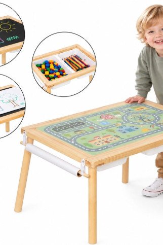 WOOPIE GREEN Medinis 4-in-1 veiklos stalas Kreidinės lenta Konteineriai miesto žemėlapiai Paveikslėlių piešiniai WOOPIE GREEN Medinis 4-in-1 veiklos stalas Kreidinės lenta Konteineriai miesto žemėlapiai Paveikslėlių piešiniai