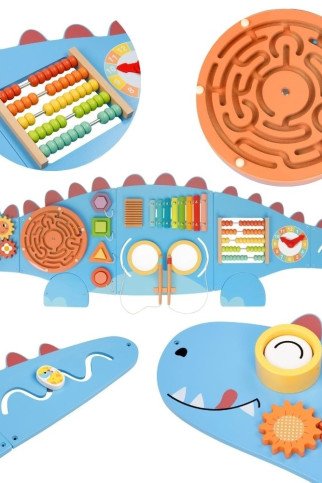 MEDŽIO SPROGMENŲ LENTA WOOPIE GREEN Sienų Manipuliacinė Lenta Dinozauras Montesoris FSC