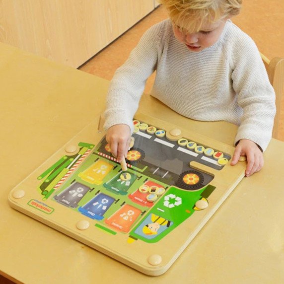 MASTERKIDZ Magnetinė lentelė su atliekų rūšiavimu Montesori pervežimo automobilis