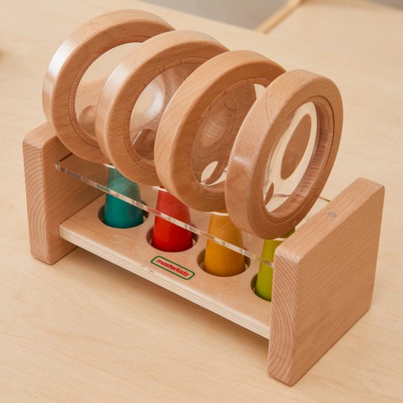 Medžio didinamųjų stiklų rinkinys su dėžute iš MASTERKIDZ
