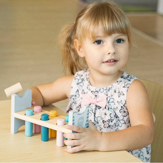 VIGA medinis suoliukas PolarB su plaktuku - Montessori