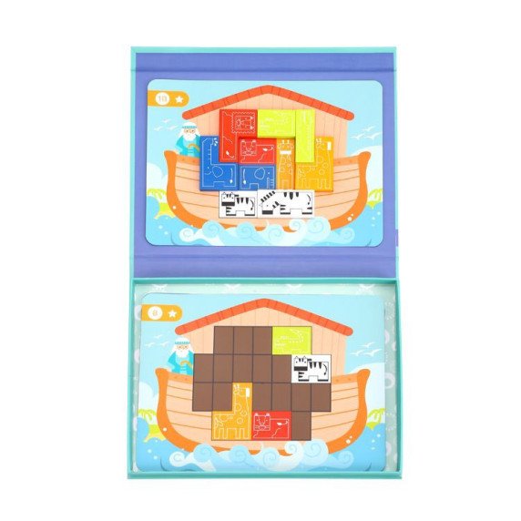 TOOKY TOY Magnetinis Montesori galvosūkis Loginis galvosūkis Tetris Nojaus Arkas 26 vnt.