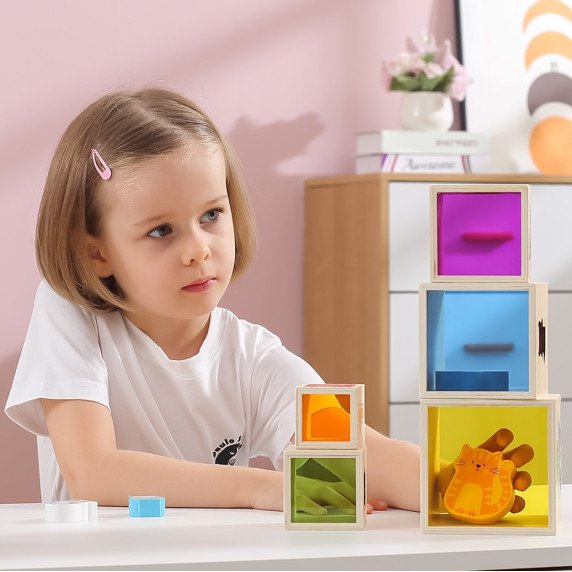 VIGA mediniai piramidės galvosūkio blokai rūšiuotojas Montessori