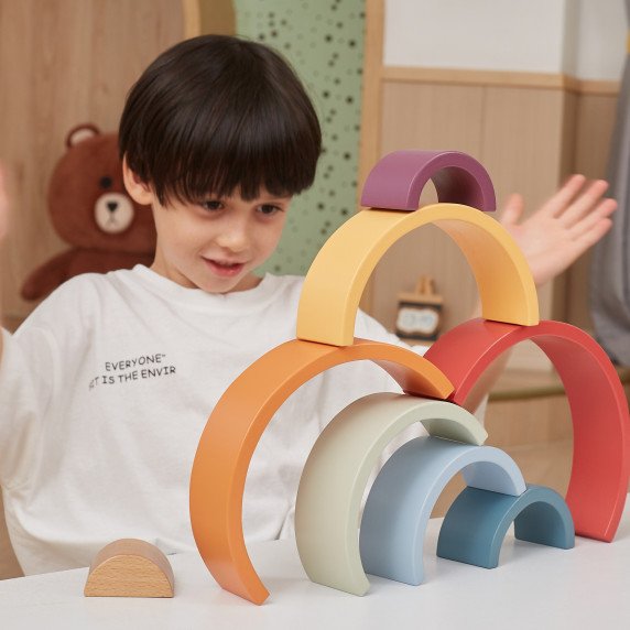 VIGA PolarB medinis vaivorykštės galvos įdėklai kūrybinių Montessori užduočių metu