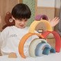 VIGA PolarB medinis vaivorykštės galvos įdėklai kūrybinių Montessori užduočių metu