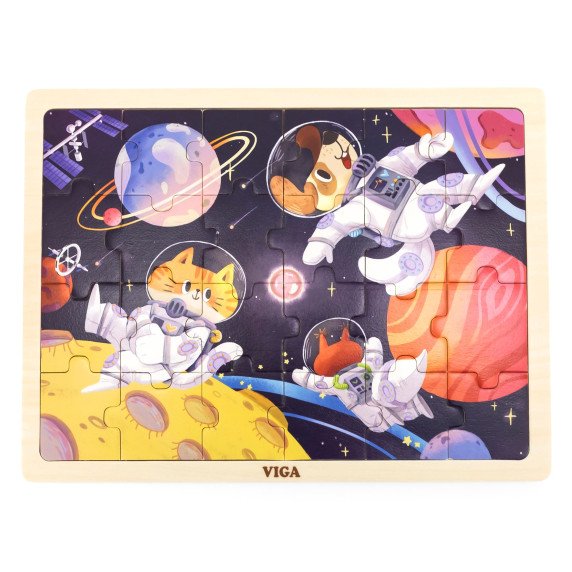 VIGA Medinis Puzzle, 24 dalių, Kosmoso Nuotykiai