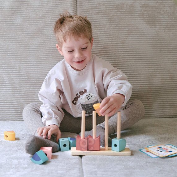 TOOKY TOY Krabas Iš Medžio Galvosūkių Bokštai Blokai Pastelinės Palangės