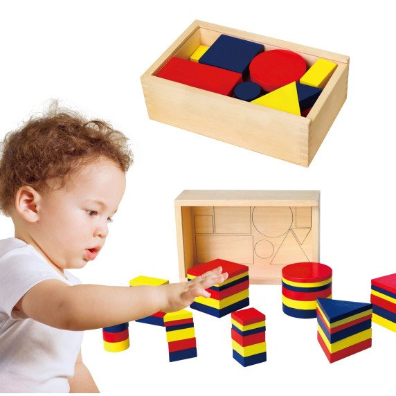 Mediniai Dienes blokai geometriniai figūros Viga Toys Montessori