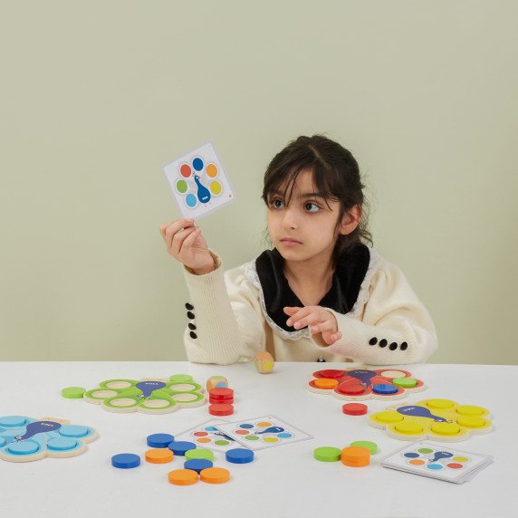VIGA medinis matematikos spalvų žaidimas Paukščio uodega Montessori + kortelės