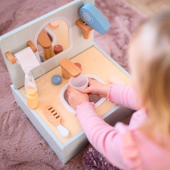 TOOKY TOY tualetinis vonios kambarys medinis tualetas su priedais
