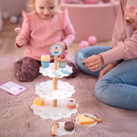 TOOKY TOY Saldainių lėkštė iš medžio stendo kupcakes pyragai