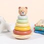 TOOKY TOY medinis pojūčių galvosūkis piramidės formos su meškiuku pojūčių spalvingas sukonstruotojas