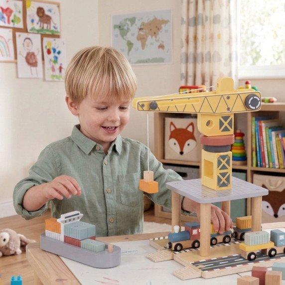 Medinis uosto kranas TOOKY TOY rinkinys