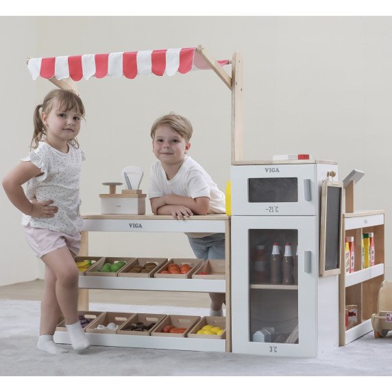 VIGA Medinis Prekybos Šiukšlių Rinkinys Supermarketui XXL