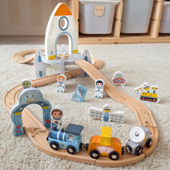 Medinis kosmoso traukinukų takelis TOOKY TOY
