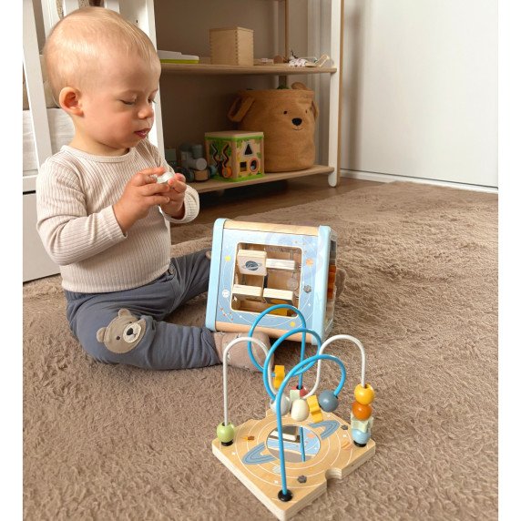 TOOKY TOY Medinis veiklos kubas Erdvės rūšiavimo labirintas