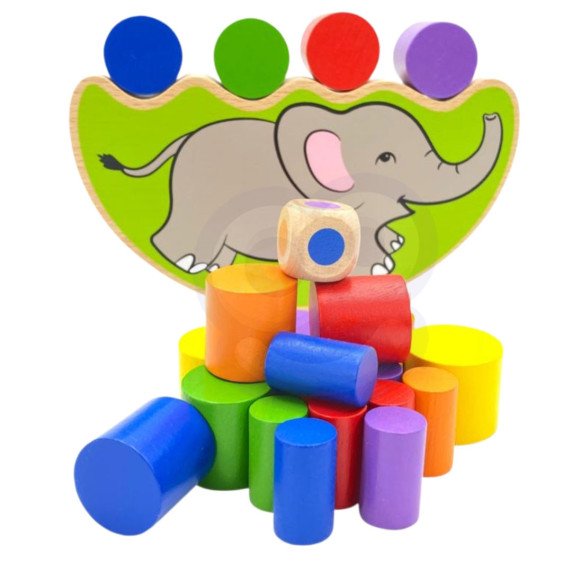 VIGA medinis balansuojantis elefantas Montessori galvosūkis