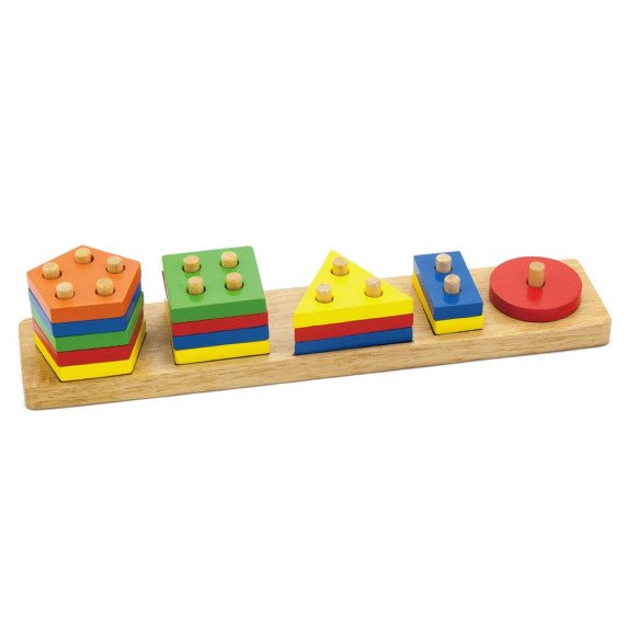 Viga mediniai kaladėlai su Montessori formų rūšiavimo žaislu