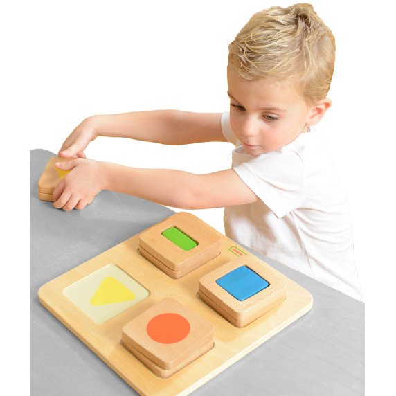 MASTERKIDZ Montessori Mediniai Kvadratai ir Spalvų Jutiklinis Rūšiaviklis