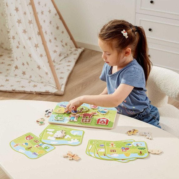 VIGA Mediniai tinkleliai suverti Jesus Montessori fermos gyvūnai