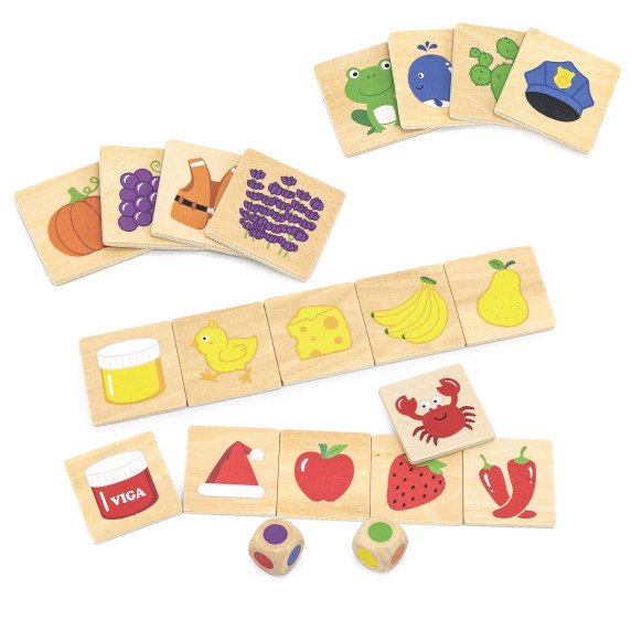 VIGA Edukacinis Medinis Puzzle Rūšiavimo, Keitimo Spalvų Ir Formų 38 Dalys Montessori