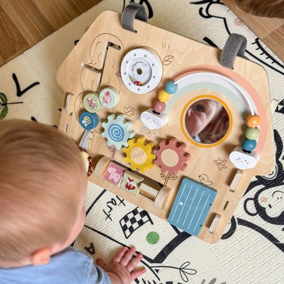 TOOKY TOY Didelė medinė manipuliavimo lentos namas - Veiklos centras