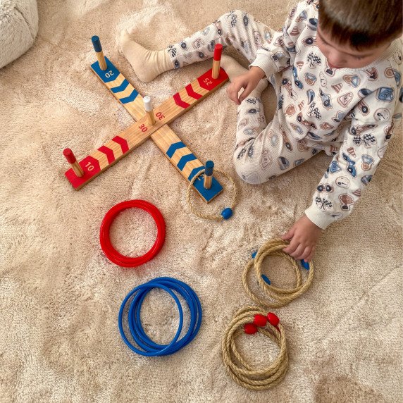 TOOKY TOY Medinis linksnių kryžiaus žaidimas Arcade Ring Cross Game