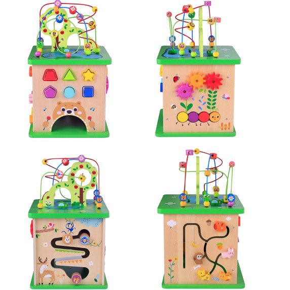 TOOKY TOY Edukacinis Kubas su Rūšiavimo Labyrintu ir Susipynusiais Gyvūnais