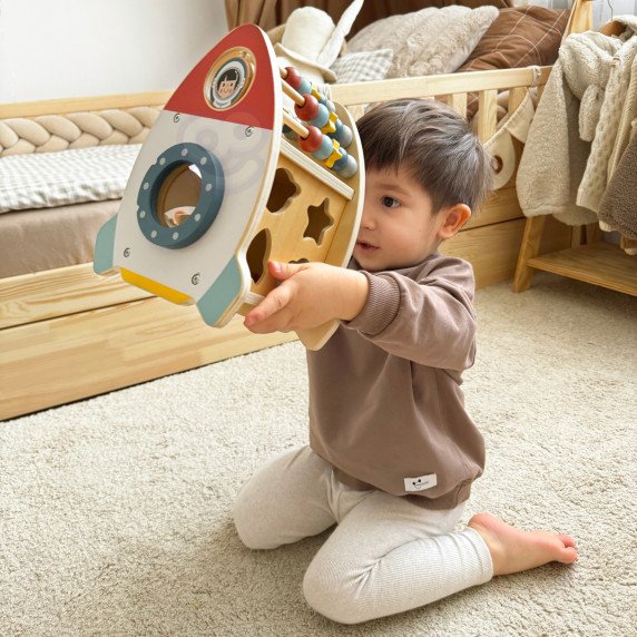 TOOKY TOY Kosminis Raketų Veiklos Rūšiavimo Medinis Labirintas