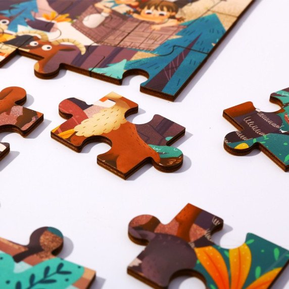 TOOKY TOY puzzle su maišeliu Alpiniški gyvūnai ir kraštovaizdis 49 d.