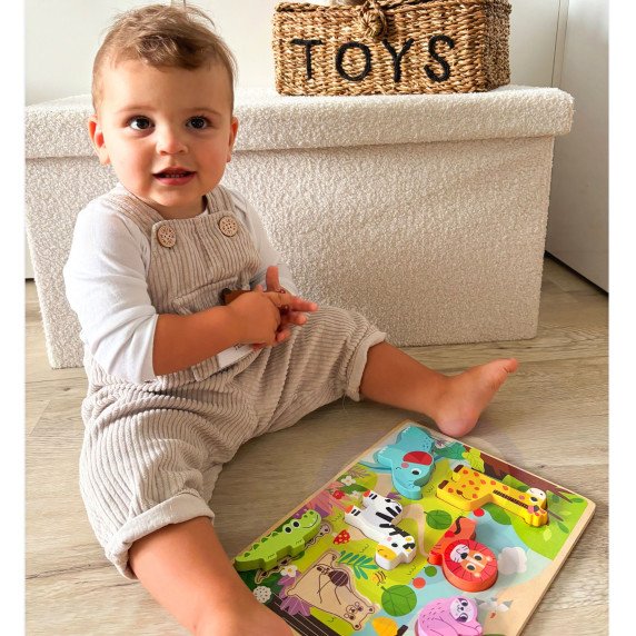 TOOKY TOY Medinis Montesori Paslankis Žaislai Safari Gyvūnai Sutampa Formos