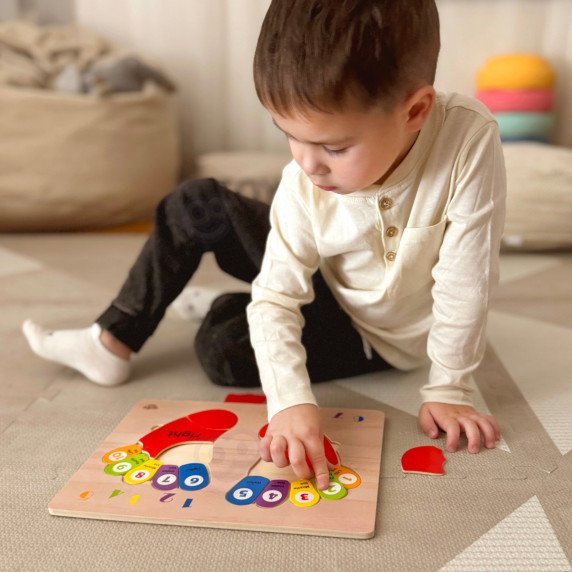 TOOKY TOY Edukacinė medinė kojų galvosilaužo mokymasis skaičiuojant ir spalvomis