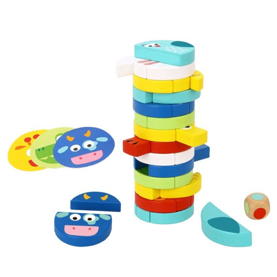 TOOKY TOY Įgūdžių žaidimas Su gyvūnų blokais FSC sertifikuoti