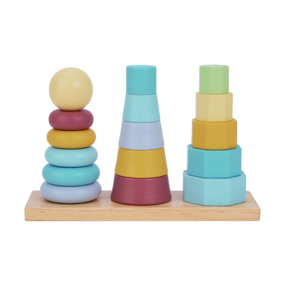 TOOKY TOY Trigubosios bokštai Keliamosios galvosūkio Montessori rūšiavimo žaidimas