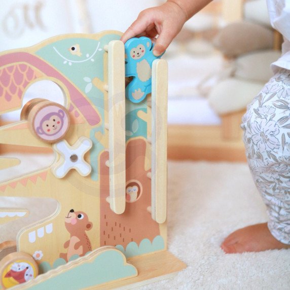 TOOKY TOY Lavinimo lenta su labirintu ir trasa iš medžio 2 į 1