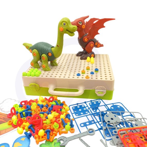 WOOPIE Dinozaurai statybiniai blokai su 3D surinkimo rinkiniu