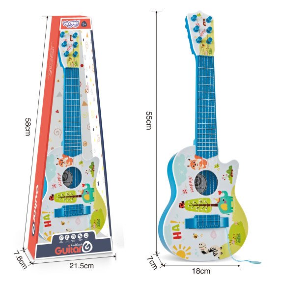WOOPIE Akustinė gitara vaikams mėlyna 55 cm